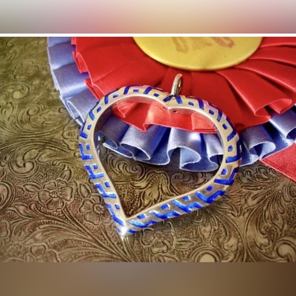 Rare Vintage GUCCI Cobalt Blue STERLING SILVER Enamel HEART Necklace Pendant GG - Picture 10 of 10